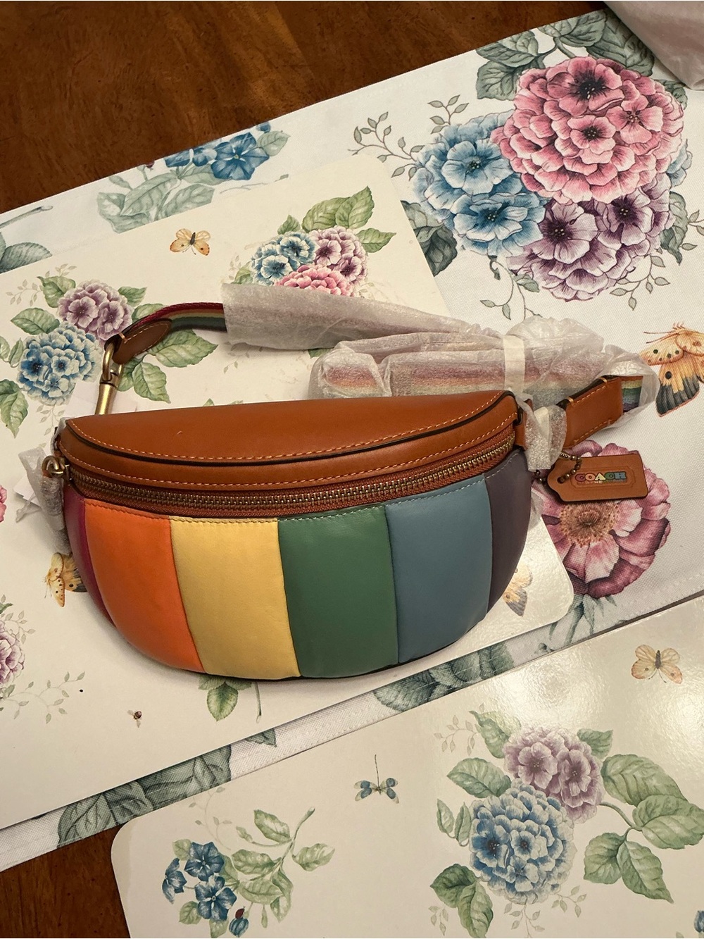 Coach C4714 Bethany Pride Rainbow Quilted Leather Belt Bag Crossbody Fanny Pack